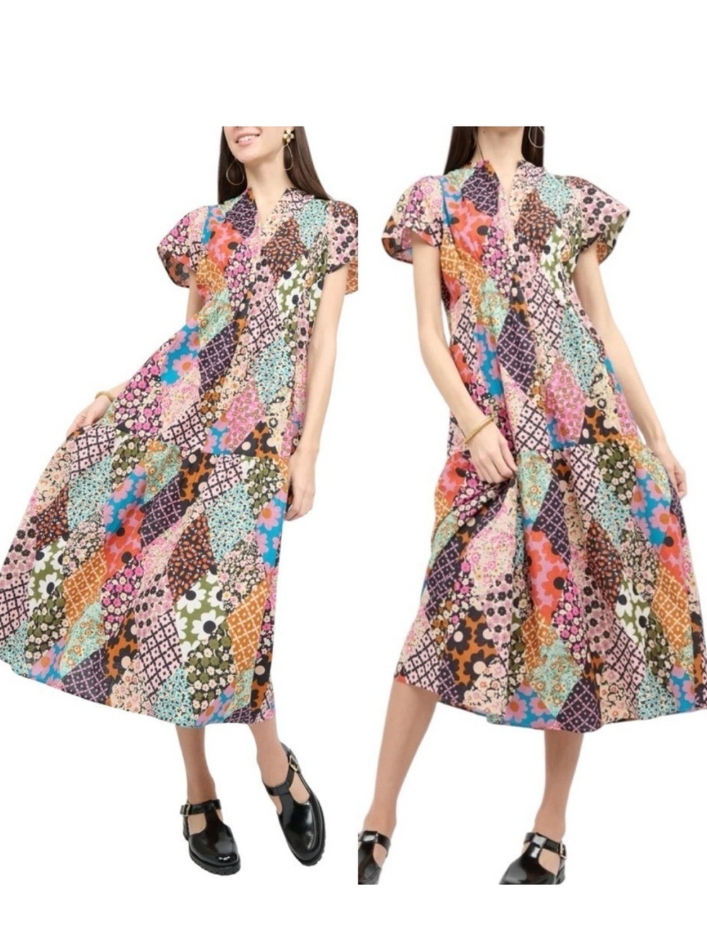 Uncle Frank Ivy Jane Midi to Maxi Dress Floral Patchwork Bohemian Size XL